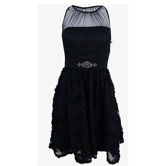 Adrianna Papell Sz 4 Black Sleeveless Chiffon Petal Party Dress NWT‎ $220 - Picture 1 of 8